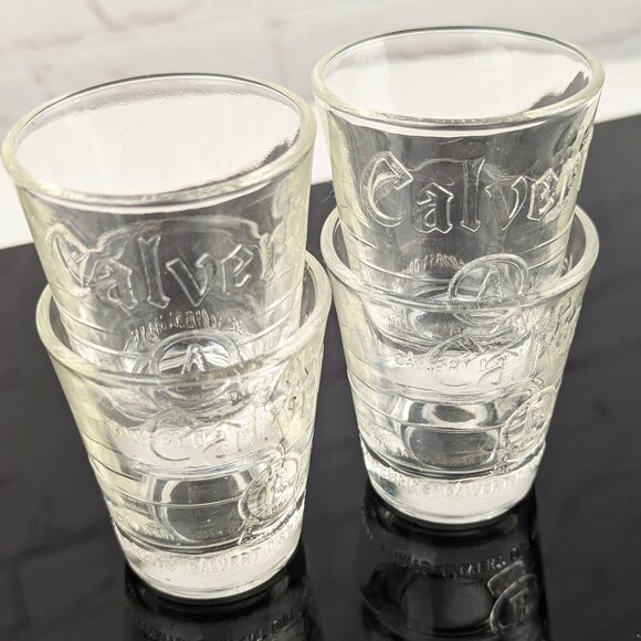 Set of 4 Vintage Calvert Whiskey Shot Glasses - Picture 2 of 8